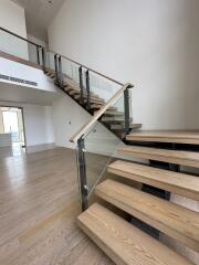 Modern staircase in an open living space