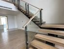 Modern staircase in an open living space