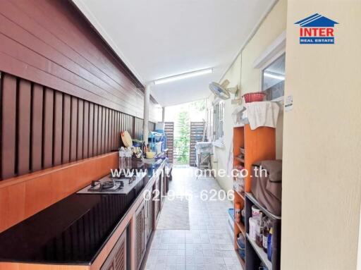 Outdoor kitchen area with modern amenities