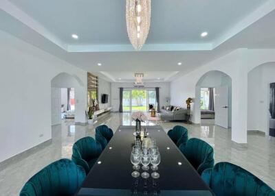 Spacious living and dining area with modern decor