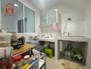 Modern kitchen with storage and washing area