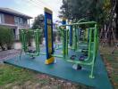 Outdoor exercise area with fitness equipment