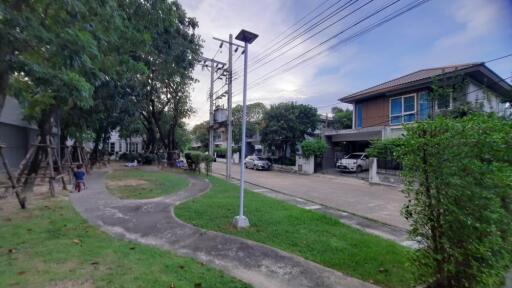 Neighborhood with a path and houses