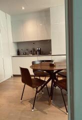 Modern kitchen with dining table