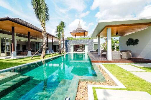 Luxurious outdoor area with a swimming pool