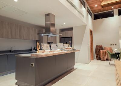 Modern kitchen with island and range hood