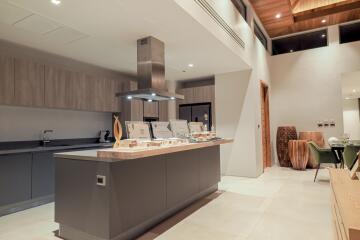 Modern kitchen with island and range hood