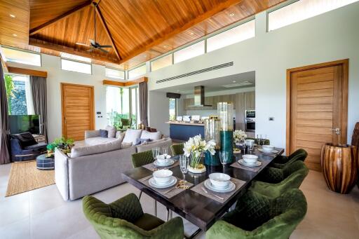 Spacious living room with dining area and modern furnishings