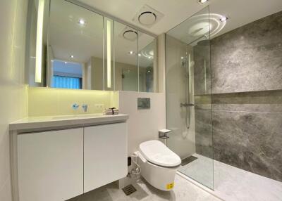 Modern bathroom with glass shower