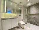 Modern bathroom with glass shower