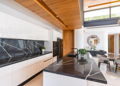 Modern kitchen with island and dining area