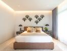 Modern and elegant bedroom with decorative wall art