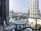 Balcony with city view and outdoor furniture