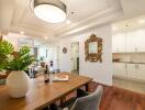 Dining area with a view of living room and kitchen