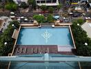 Aerial view of a rooftop swimming pool