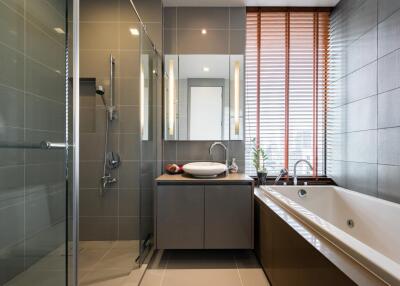 Modern bathroom with shower and bathtub