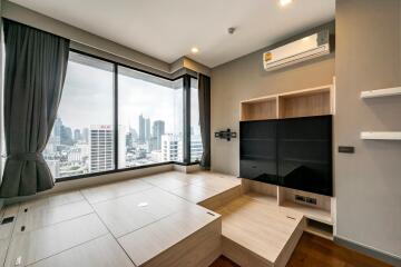 Modern bedroom with city view