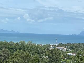 Scenic view of coastline and greenery