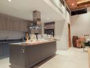 Modern kitchen with island and dining area