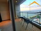 Balcony with sea view and outdoor furniture