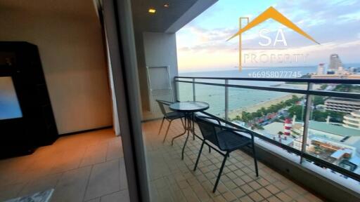 Balcony with sea view and outdoor furniture