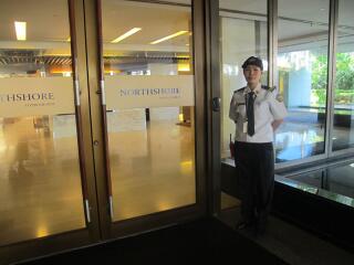 Entrance with security personnel