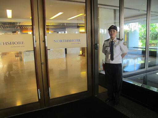 Entrance with security personnel