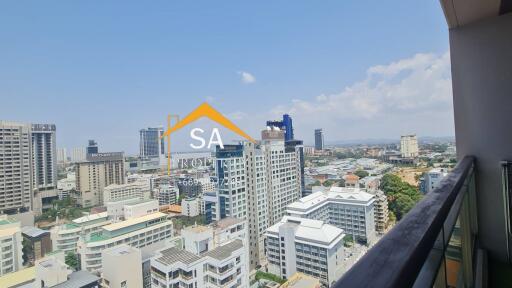 Balcony view of city buildings