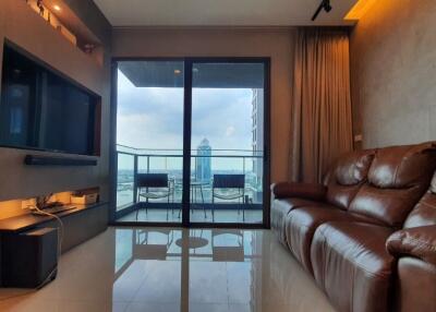 Modern living room with balcony view