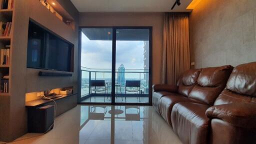 Modern living room with balcony view