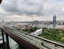 Scenic city and river view from balcony