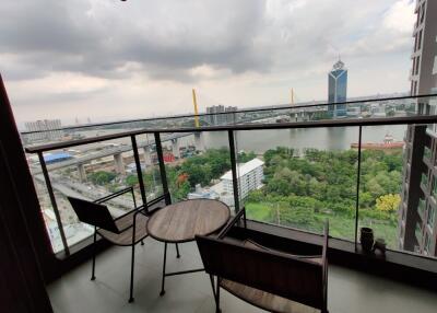 Spacious balcony with city and river view