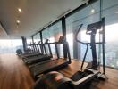 Modern gym with panoramic city view