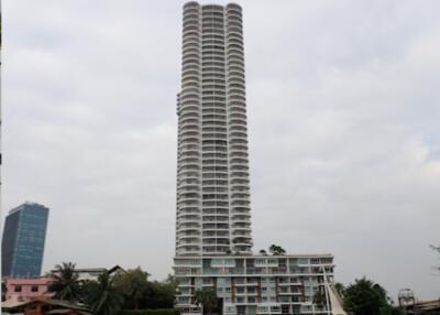 A tall modern high-rise residential building