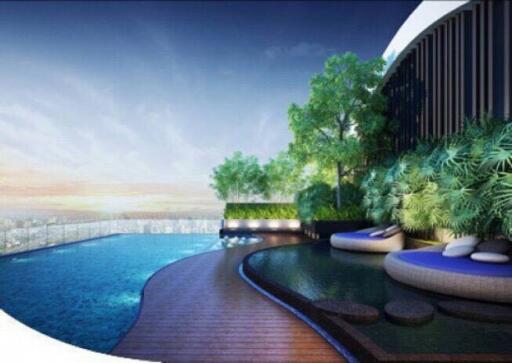 Rooftop pool with lounge area