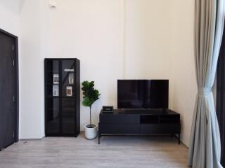 Modern living room with TV and storage cabinet