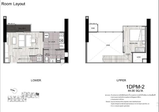 Floor plan layout of a two-story apartment