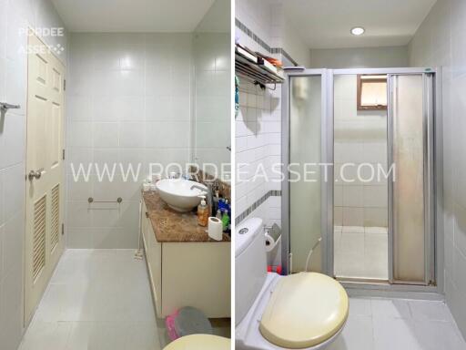 Clean and spacious bathroom with modern fixtures