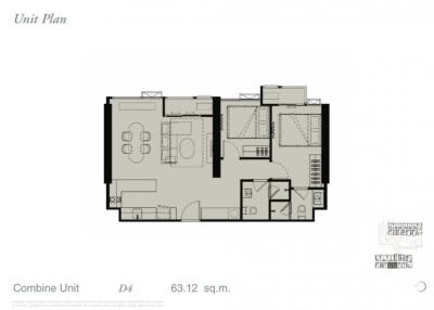 Floor plan of Combine Unit D4 covering 63.12 square meters