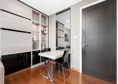 Modern dining area with built-in storage