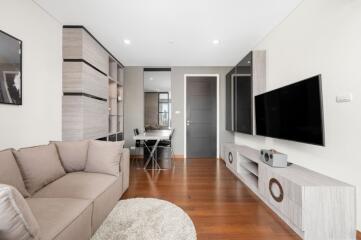 Modern living room with entertainment area