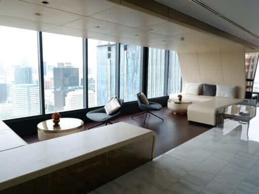 Modern living room with city view