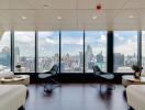 Modern living room with panoramic city view