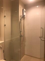 Modern bathroom with glass shower enclosure