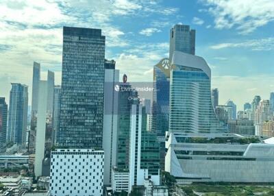 Cityscape view with multiple high-rise buildings