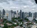 Skyline view of city with various high-rise buildings