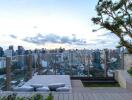 Modern rooftop terrace with city view