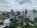 Aerial view of cityscape with high-rise buildings