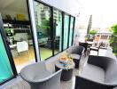 Modern balcony with outdoor seating