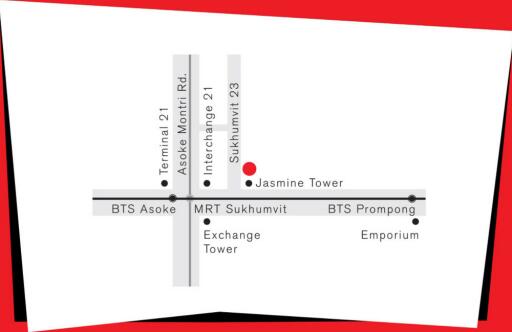 Map showing Jasmine Tower and nearby locations